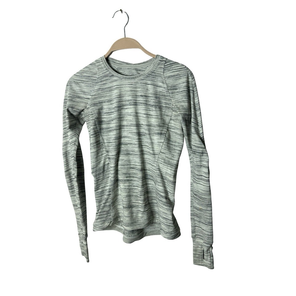 Lululemon Runderful Size‎ 4 Top Long Sleeve Space Dye Gray White Silver Spoon